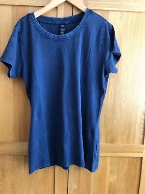 Buy Epona Clapham Ladies Navy Blue Indigo Denim Look Plain Cotton T-shirt Size 12 • 6.95£