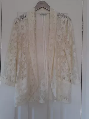 Buy Ivory Lace Jacket Size 10 • 7.50£