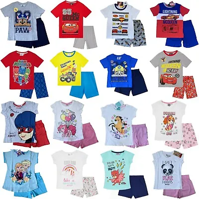 Buy Boys Girls Kids Children Pyjamas Short Sleeve T-Shirt Shorts Set Age 2-12 Years • 7.99£