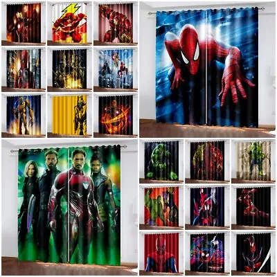 Buy Kids The Marvel Spiderman Thick Blackout Curtains Thermal Ring Top Eyelet Gift • 27.59£