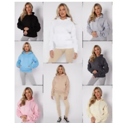 Buy Womens Ladies Ruched Sleeve Fleece Hoodie Oversized Hooded Sweatshirt Jumper Top • 12.99£