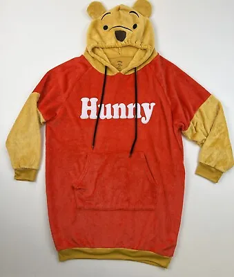 Buy Winnie The Pooh Hunny Plush Nightgown Hoodie Sz L 12-14 Womens Disney Lounge • 15.44£