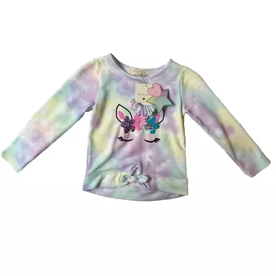 Buy Btween Girls Unicorn T-Shirt Hair Scrunchie Set Multicolor Fleece Sequins 5 New • 9.91£