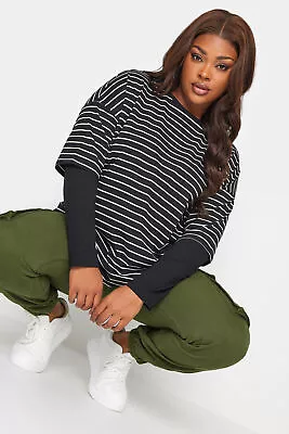Buy Yours Curve Women's Plus Size Stripe Print Double Layer T-Shirt • 27.99£