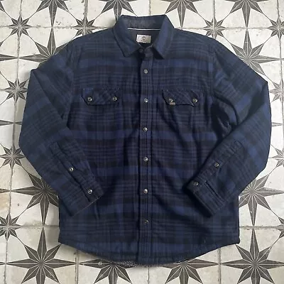 Buy Timberland Shirt Jacket - Mens Size XL - Flannel Fleece Lined Blue Checkered • 34.99£
