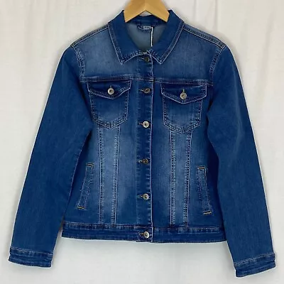 Buy Womens Denim Jacket Ladies Stretch Casual Button Up Classic Jeans Coat M-5XL • 19.99£