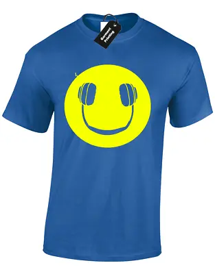 Buy Smile Headphones Mens T Shirt Tee Dj Music Vinyl Decks Musician Acid House Rave • 7.99£