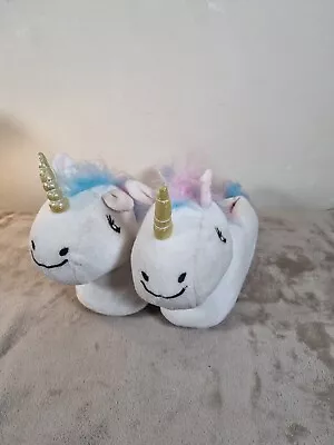 Buy ATMOSPHERE Unicorn Plush Stuffed Animal Adult White Warm Slippers FREEPOST • 20£