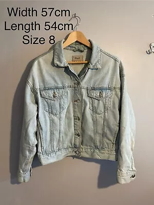 Buy Ladies Oversized Jean Denim Jacket Size 8 • 2.99£