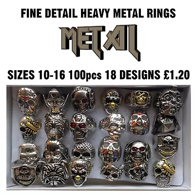 Buy Heavy Metal Gothic Biker Skull Concert Wholesale Punk  Rocker Rings Mix Fr 75p • 170£