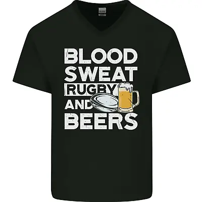 Buy Blood Sweat Rugby And Beers Funny Mens V-Neck Cotton T-Shirt • 9.99£