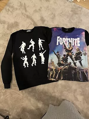 Buy Boys Fortnite Sweatshirt And T-shirt Size L Boys Excellent Condition • 4.99£