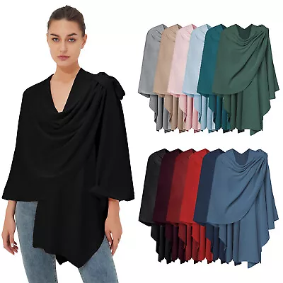 Buy Ladies Knitted Sweater Poncho Cape Shawl Wrap Cardigan Winter Scarf Jumper Tops • 26.99£