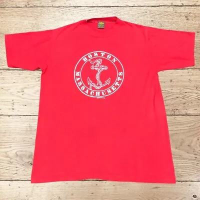 Buy Vintage Jerzees Boston Massachusetts 1984 Red Single Stitch T-shirt Size Large • 15£