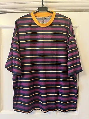 Buy Asos Unisex Purple Navy & Orange Stripe Oversize T-Shirt Size M BNWOT Sample • 5£