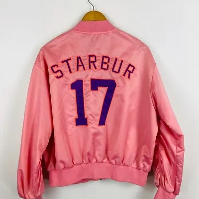Buy Retro Vintage Style Satin Baseball Bomber Varsity Slouchy Jacket Size 14 • 10£