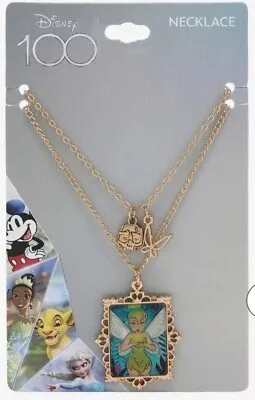 Buy Disney 100 Peter Pan Tinkerbell Layered Necklace  NWT • 16.15£