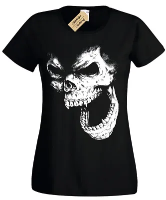 Buy SKULL Womens T Shirt Ladies Vampire Gothic Punk Rock Biker • 11.95£