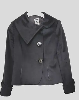 Buy Loro Piana Zelda Blazer / Jacket Doeskin Black Wool Sz 6 Reg Asymetric Collar • 63.14£
