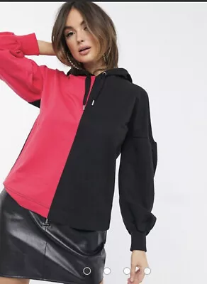 Buy Influence Jumper Size 8 10 & 12 Black Pink Colourblock Hoodie Top Sweater LO04 • 12.99£