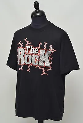 Buy The Rock Dwayne Johnson WWE 1999 Vintage Rare Men's Black Tee Shirt Size XL • 300£