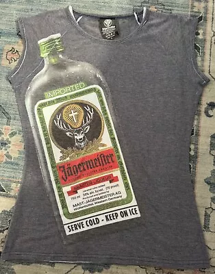 Buy NWOT Womens Jagermeister Girl Bottle Muscle Tank Tshirt 2000's Stretchy Size L • 17.36£
