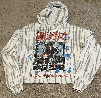 Buy AC/DC Blow Up Your Video Pullover HOODIE Sweatshirt - Womens Medium GRAY TIE DYE • 1.97£