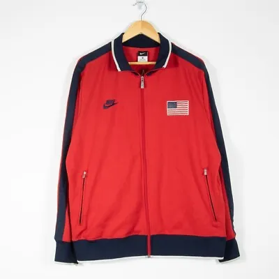 Buy Nike USA Basketball Track Top Jacket Red XL Flag Retro Jacket Men's Varsity • 29.99£
