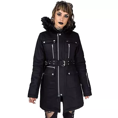 Buy Vixxsin Elspeth Jacket Black Ladies Goth Emo Punk Parka Alternative • 79.99£