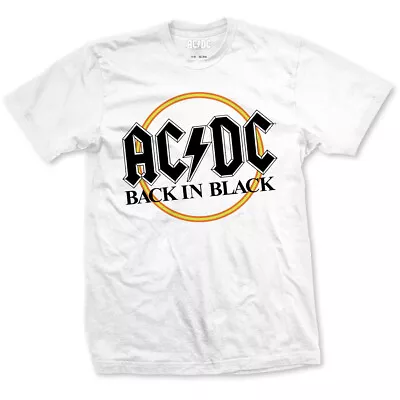 Buy White AC/DC Back In Black Circle Logo Official Tee T-Shirt Mens • 15.99£