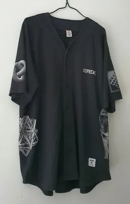 Buy SS17 Supreme X M. C. Escher Cotton Baseball Jersey Top Medium Tee T-shirt Black • 225£