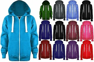 Buy  Ladies Girl PLUS SIZE Zip Up Sweatshirt Hooded Hoodie Coat Jacket Top(8-26) • 13.99£