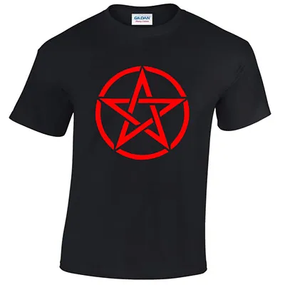 Buy Pentagram T-Shirt Mens S-5XL Goth Rock Punk Metal Gothic Biker Satanic Red • 12.95£