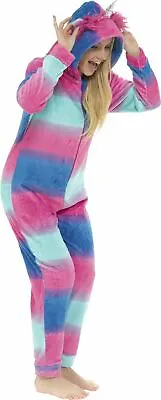Buy Fleece Rainbow Unicorn 1Onesie Nightwear Pyjamas PJs • 22.99£