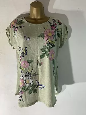 Buy Womens Oasis Size Medium Green Floral Pattern Cap Sleeve Casual Jersey T-shirt • 9.99£