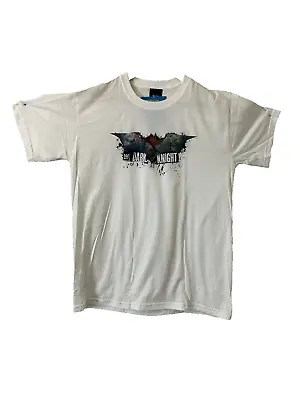 Buy NEW Batman The Dark Knight Stone Logo White T-shirt Size Large • 9.99£