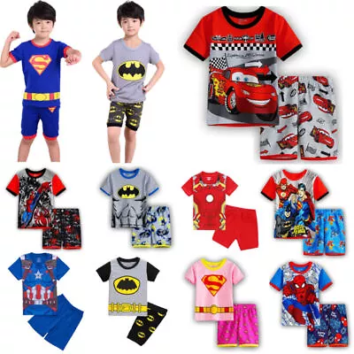 Buy Boys Iron Man Superman Short Sleeve Sleepwear Pyjamas Pjs Lounge Set Kids Outfit • 8.49£