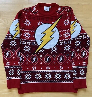 Buy Small 39  Inch Chest The Flash Christmas Sweater Jumper Xmas By Merchoid DC • 29.99£