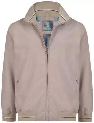 Buy Mens Kam Extra Long Lightweight Harrington Stripe Jacket In Taupe M L Tall • 24.99£
