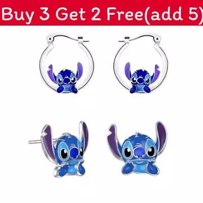 Buy Cute Fashion Cartoon Stitch Silver Earrings Head Charm Earstuds Gifts Jewelry • 3.99£