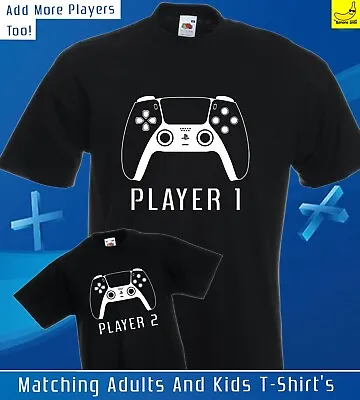 Buy Player 1 & 2 PS5 Gaming T-Shirts Playstation 5 Controller Matching Tees Gift Dad • 6.99£