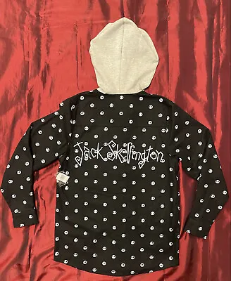 Buy Disney Jack Skellington Woven Hoodie Hooded Shirt Jacket Adult Size Small • 47.49£