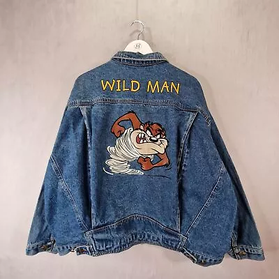 Buy Looney Tunes Taz Denim Jacket Mens 3XL XXXL Blue Wild Man Walt Disney Vintage • 59.99£