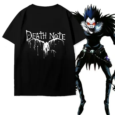 Buy Black Death Note T-shirt Anime Graphic Tee Unisex Short Sleeved Summer Top S-3XL • 13.19£