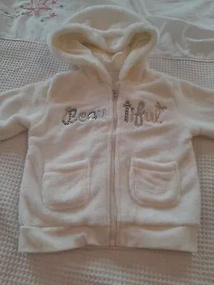 Buy Girls Lovely White Fleece With Hood Age 12-18 Months From Matalan • 2.99£