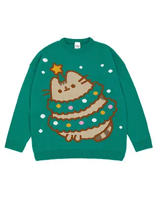 Buy Pusheen Womens Christmas Jumper | Green Knitted Sweater Xmas Cat Festive Gift • 37.95£