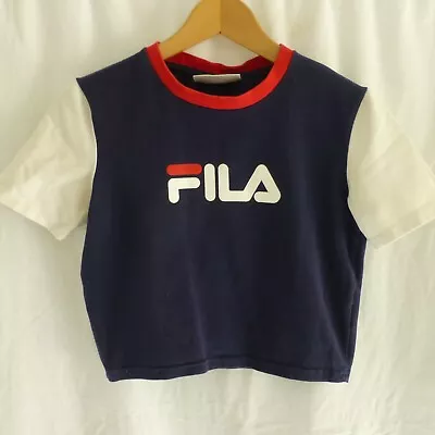 Buy Women's Fila Blue Red White Crop T-shirt Top Size S • 2.50£