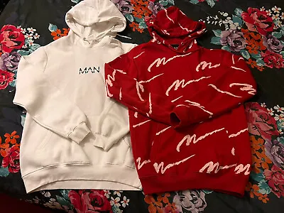 Buy Boohoo Mens  Hoodies Size S & XS WHITE AND RED • 15£