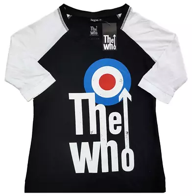 Buy The Who Ladies Raglan T-shirt: Elevated Target Black White Size Xxxl New • 19.69£