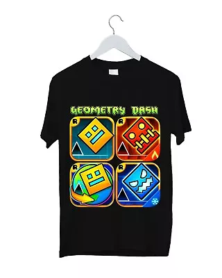 Buy Geometry Dash T-Shirt For Kids Birthday Gift Gaming Geometry Dash Characters Top • 15.99£